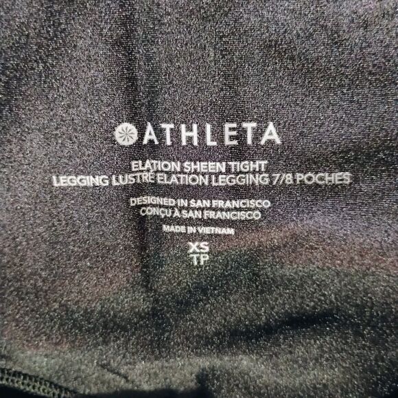 Athleta Elation Sheen Tight High Rise 7/8 Leggings XS Black Metallic Y3K Yoga - Picture 5 of 16
